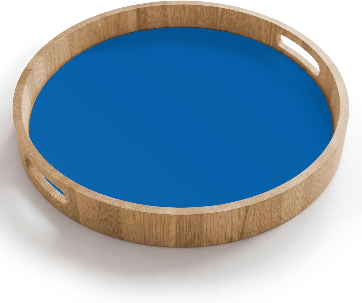 Dienblad rond 40x40 cm - Schootdienblad hout - Classic - Azure - Blauw - Borrelplank rechthoek - Plateau houten dienbladen