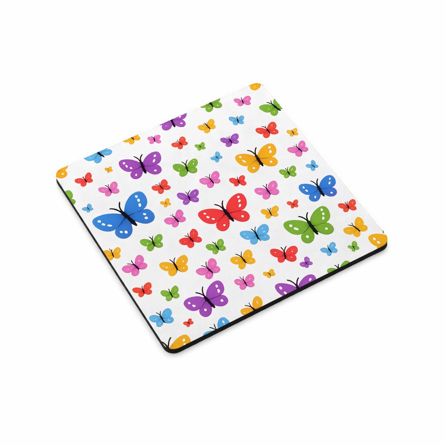 Mr Cadeautjes MDF magnetische fotolijst vierkant 9,5 - design Speels herhaalpatroon met kleurrijke vogels en kleine bloese | cadeau Wit