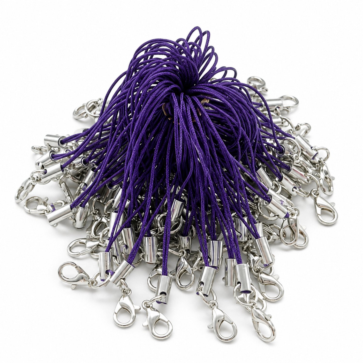 telefoonkoord voor DIY-hangers - Donkerpaars polyester met metalen karabijnsluiting - Los verpakt