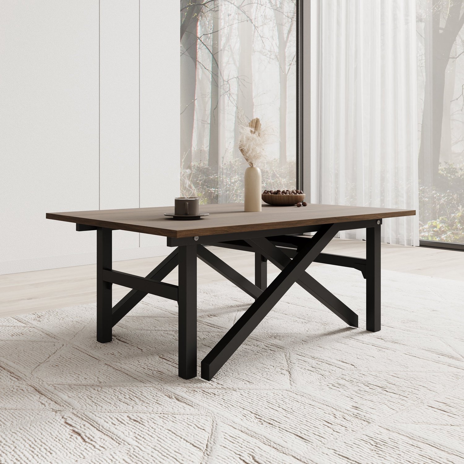 MEUBELLA Xalir - Salontafel uitschuifbaar - Donker eiken 100x70x40 cm Bruin