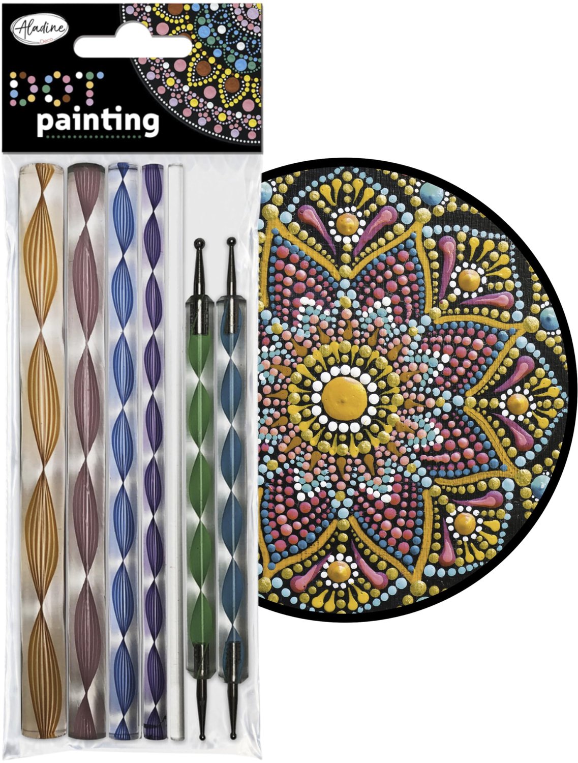 Dotting Painting Gereedschapsset - 7 gereedschappen en 9 opzetstukken - voor mandala's, schilderen op steen, hout, stof en canvas - 16-delig