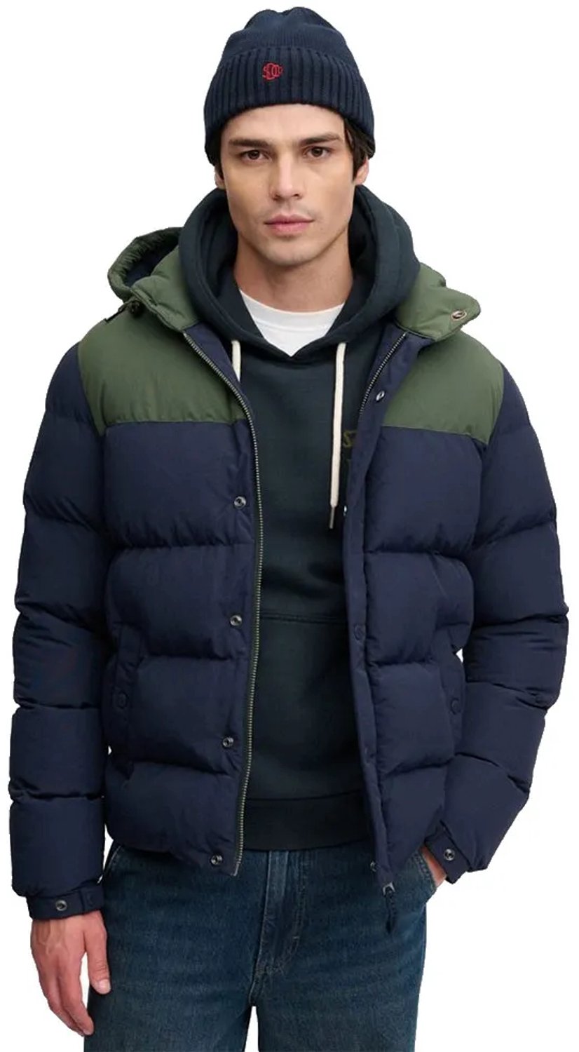 Superdry - Everest Colour Block Puffer Jas - Heren - Gewatteerde jassen