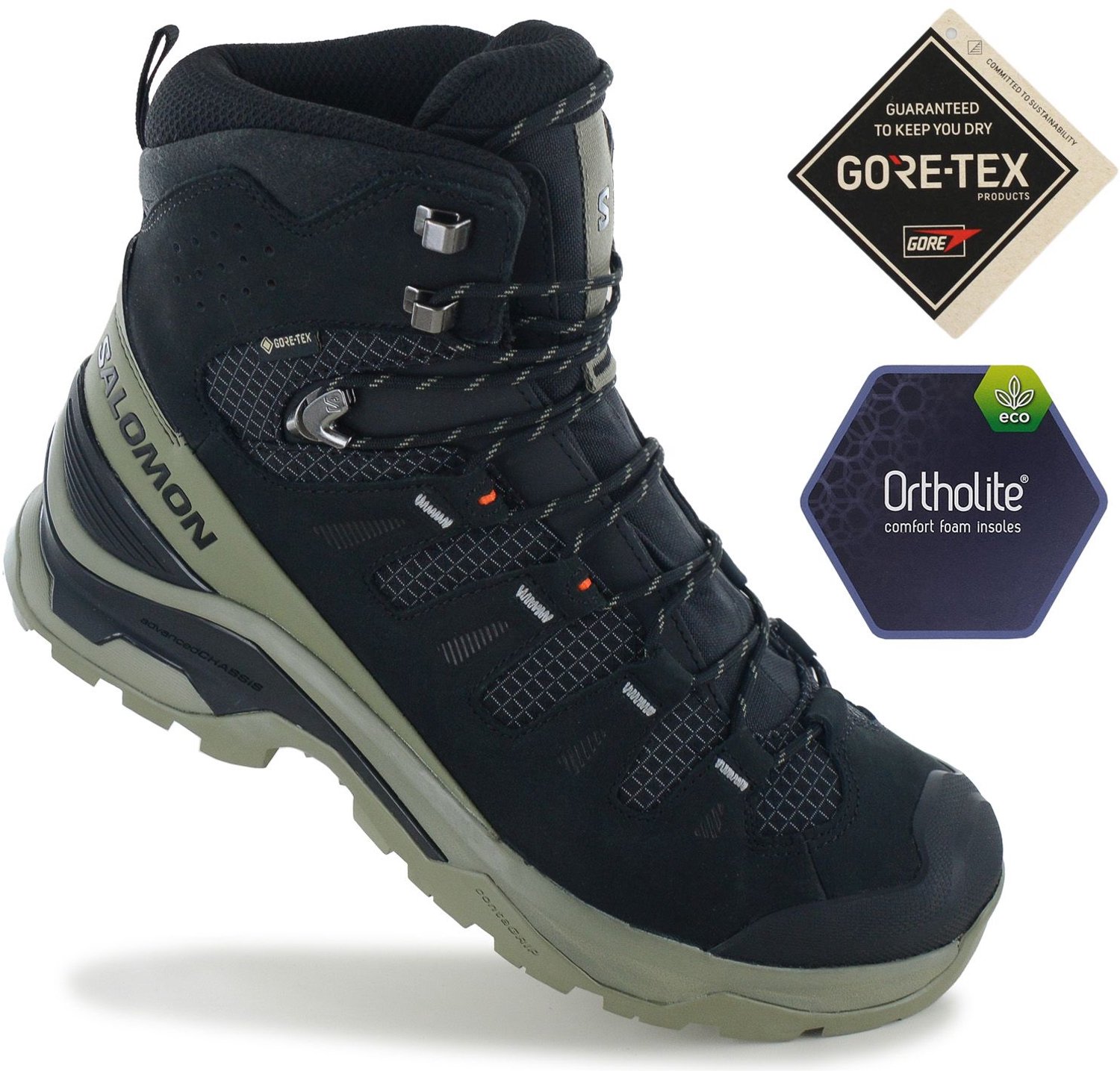 Salomon Quest 5 GTX GORE-TEX - Heren Wandelschoenen Hiking Boots Zwart 479571 , Maat: EU 43 1/3 UK 9