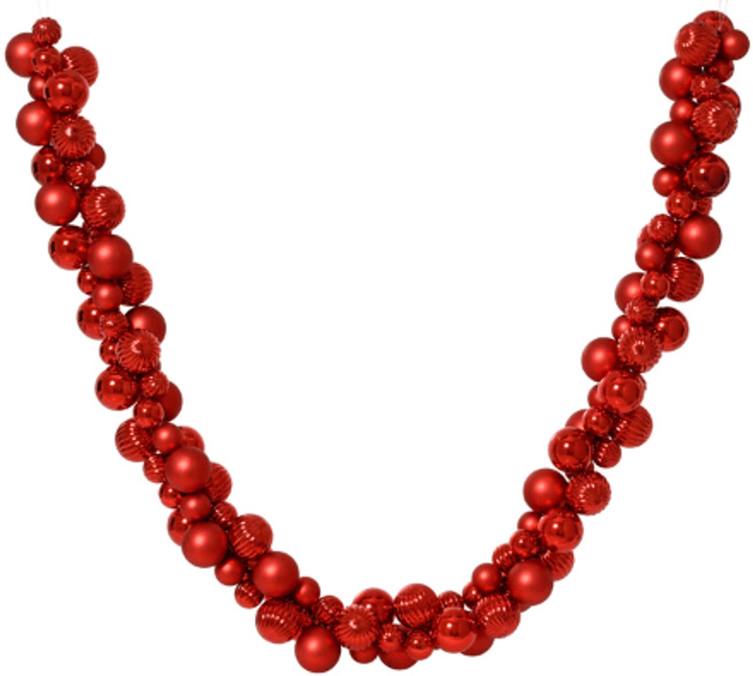 Kerstballenslinger | Polystyreen | Glanzend-matte mix | Rood | 180 cm