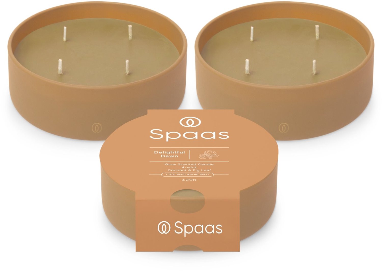 SPAAS Glow Geurkaars in glas - Set van 3 kaarsen - Kokos en Vijgenblad - circa 20u - Delightful Dawn Oranje