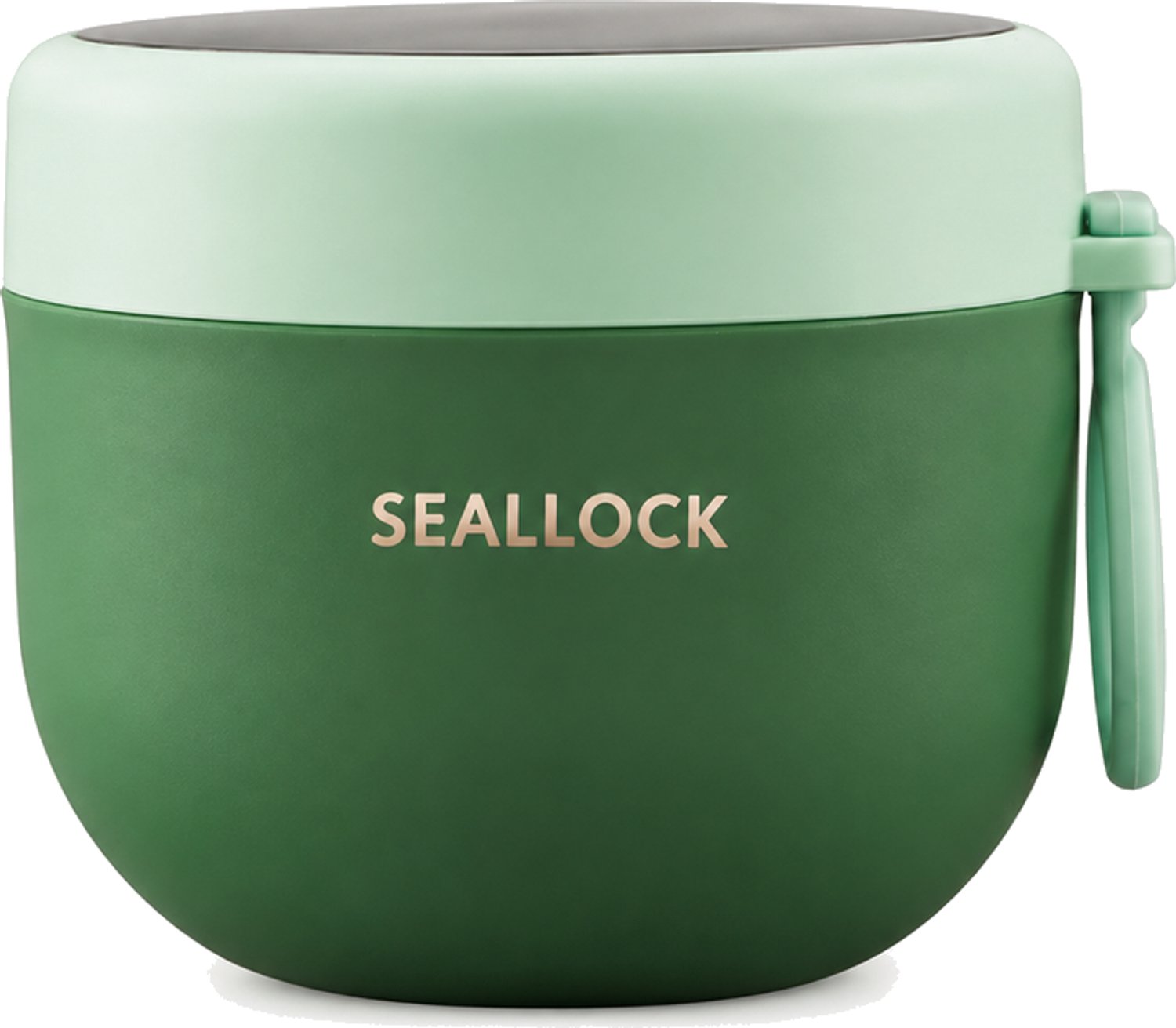 Broodtrommel van kunststof, 600 ml, rond model met deksel, groen