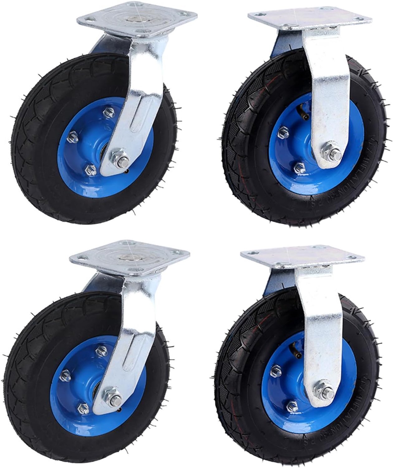 Wielen voor steekwagen 215 mm - 2 zwenkwielen met rem + 2 vaste wielen - schokabsorberend - ideaal voor transport - ServiceTopper
