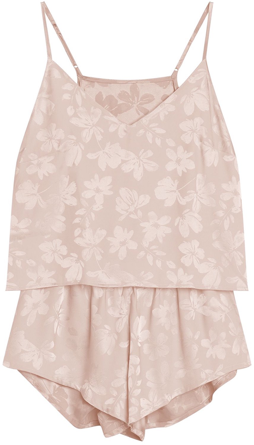 ESOTIQ Jasmina 2 - Damespyjamaset - Pastelroze - Bloemenprint - Mouwloos
