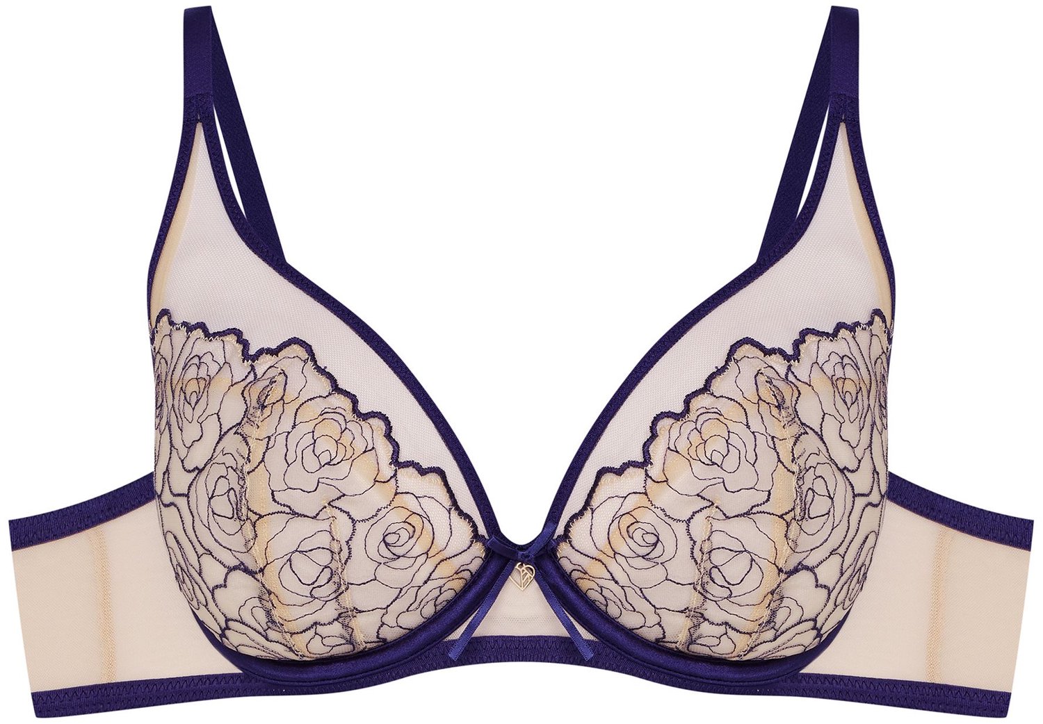 ESOTIQ Batty - Zachte beha - Donkerblauw - Bloemenborduursel