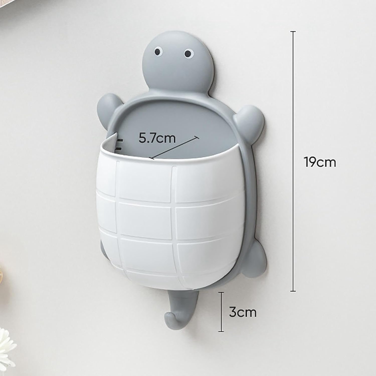 Universele hangende douche-organizer met schattig dierenmotief, grijs, 19 x 3 x 5,7 cm