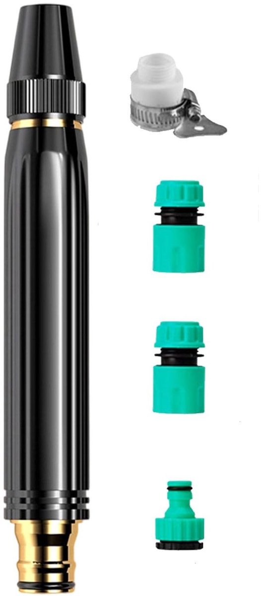 Elzusha - Hogedruk-tuinslangmondstuk - Metalen sproeikop met 4 adapters