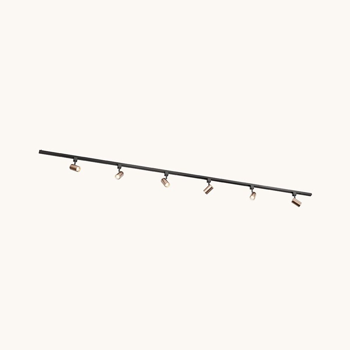 LUSENZ Railverlichting Pakket - Recht - 2x 1,5 m rail - 6 railspots - Bruin - Incl. 2700K GU10 - IP20 - Modulair - 230V - Beloria
