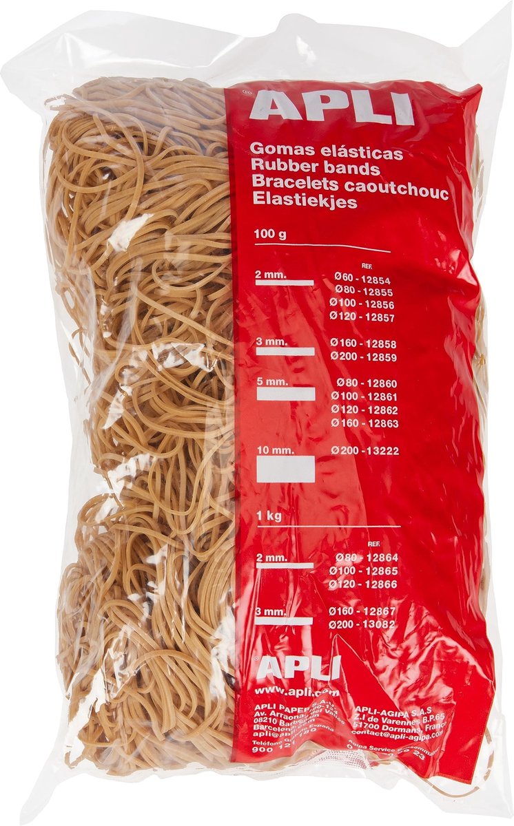 Elzusha - Set van 100 Elastische Bands 100 x 2 mm in 1 kg Verpakking