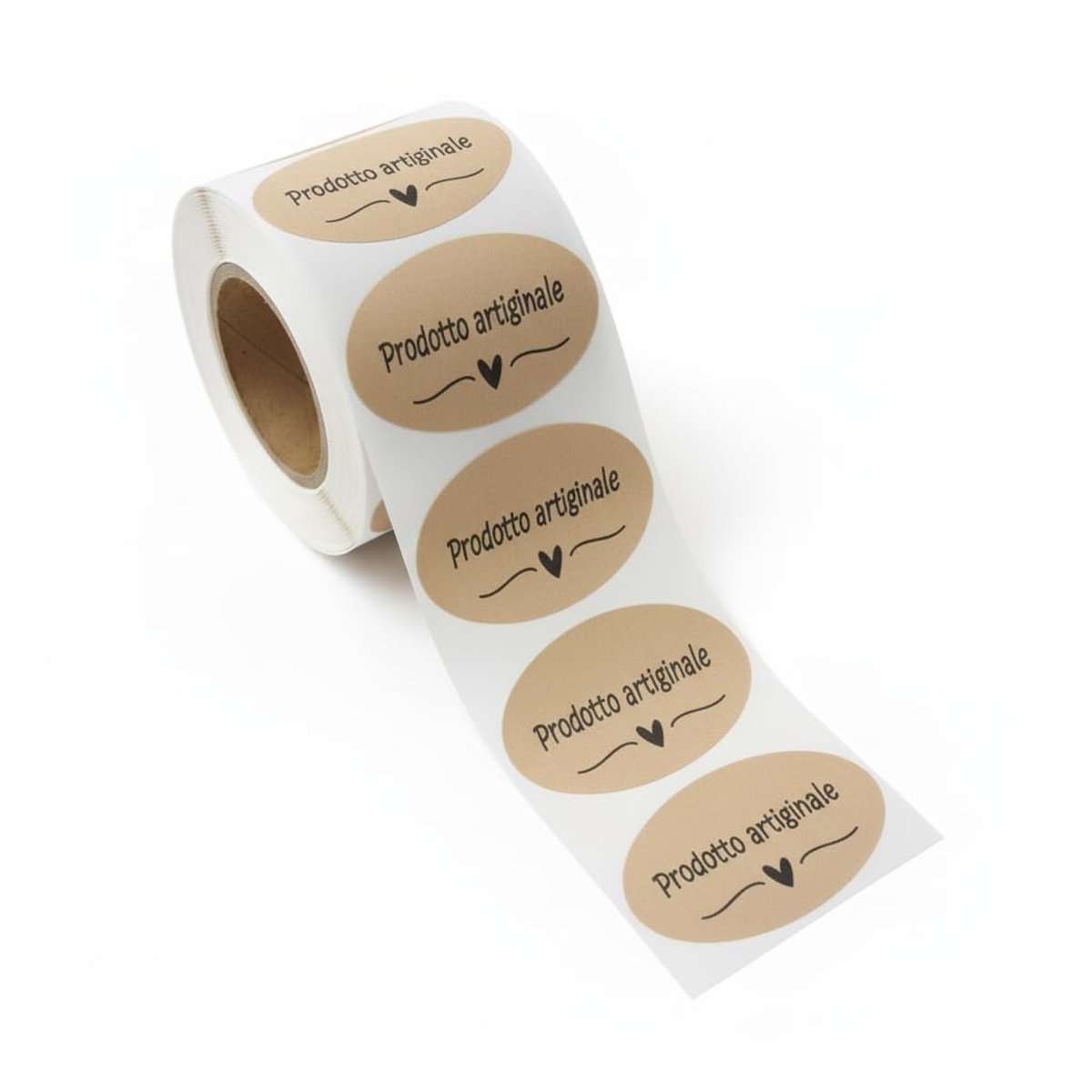 Elzusha - 200 Zelfklevende Kraftpapier Labels met 'Prodotto artigianale'