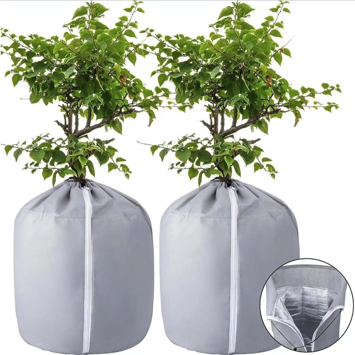 Thermische Bescherming voor Planten, Vorstbescherming voor Potplanten in de Winter, 50 x 45 cm met Rits en Trekkoord voor Optimale Isolatie