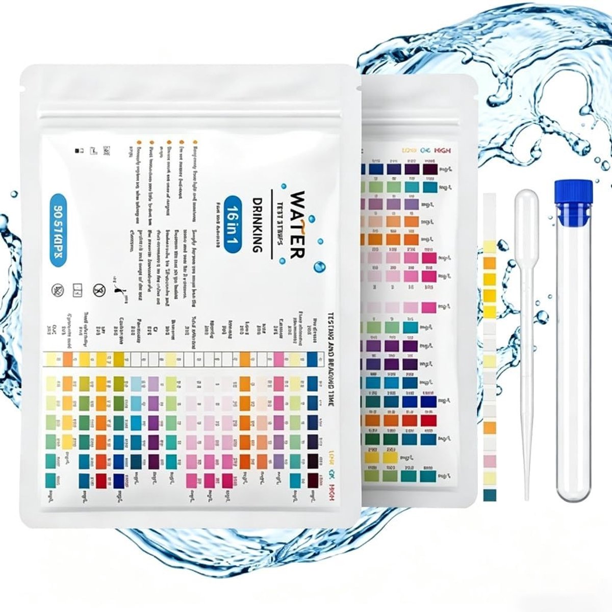 Zwembadteststrips - 50 Stuks - 16-in-1 pH- en Chloortester voor Water
