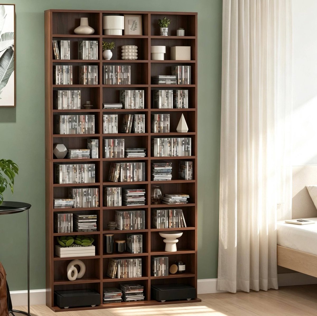 Boekenkast – 102 x 23,5 x 195 cm – Verstelbare Planken – MDF – Bruin – Voor Boeken, Cd's en Dvd's