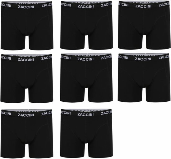 Zeven zwarte Zaccini boxershorts met een elastische band met logo.