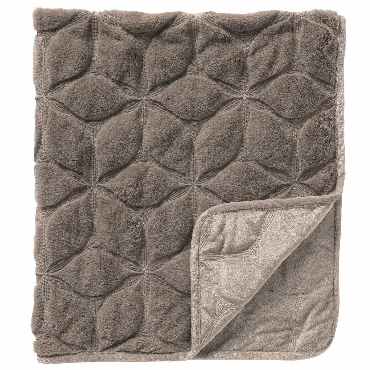 Dutch Decor QUINTEN - bedsprei 240x260 cm - gewatteerd bloemmotief - Driftwood - taupe