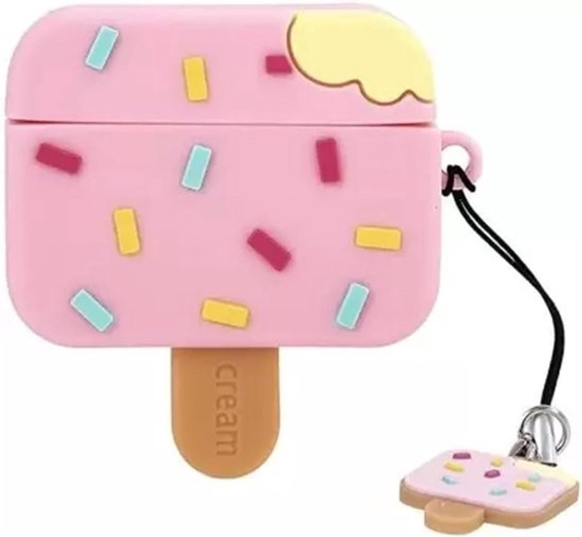 AirPods Pro-hoesje - Beschermhoes van siliconen - Voor dagelijkse bescherming - Met clip voor sleutelkoord - Roze