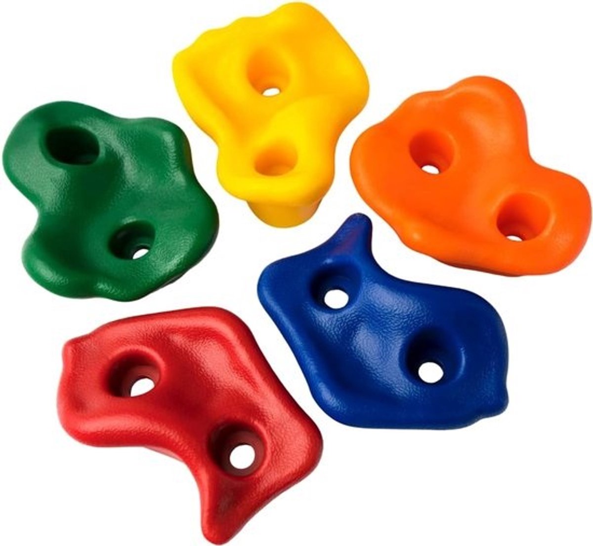Set met klimstenen - Buitenspeelstenen - Avontuurlijke spelletjes - Inclusief bevestigingsmateriaal - Gemiddeld 11 cm - Meerkleurig