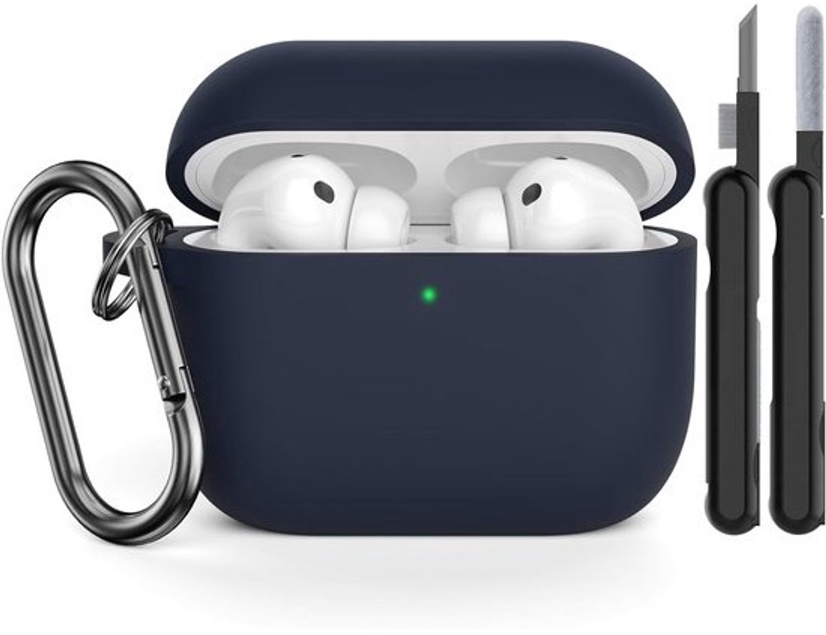 Beschermhoes voor AirPods Pro 3e Generatie met Schoonmaakset - Krasbestendige Siliconen Case - Midnight Blue