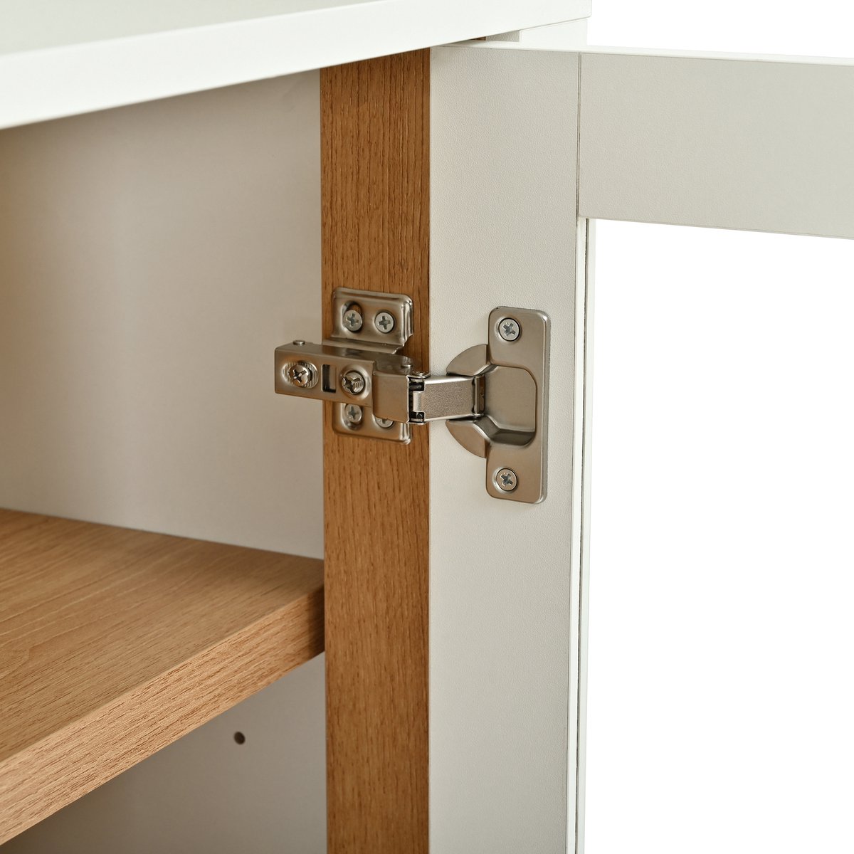 MIVRAY Vitrinekast - Boognis Met Glazen Deuren En Verstelbare Planken - Voor Woonkamer En Eetkamer - MDF En Spaanplaat - 110x40x185 Cm - Wit