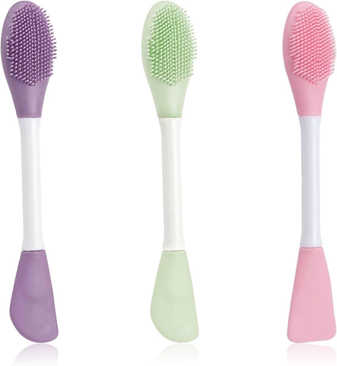 Set van 3 Flexibele Siliconen Maskerkwasten voor Gezichtsmaskers, Reinigingsmasker en DIY Huidverzorging