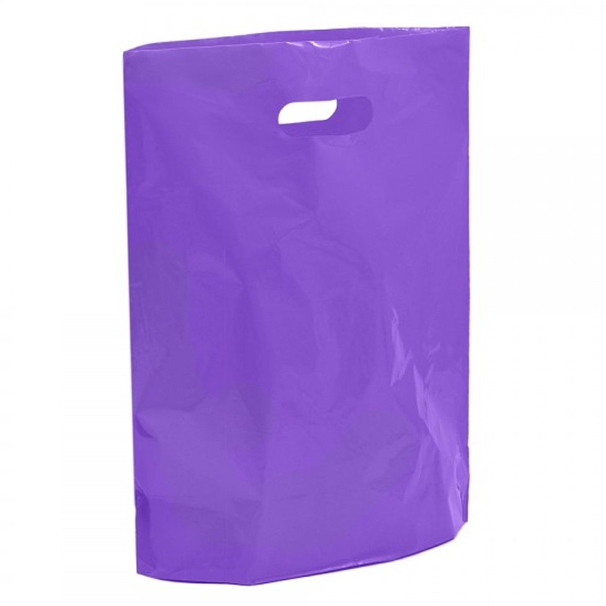 Plastic draagtassen 50 paarse - 15" x 18" x 3" - herbruikbaar materiaal - ideaal voor retailmarkt - ShopVlot