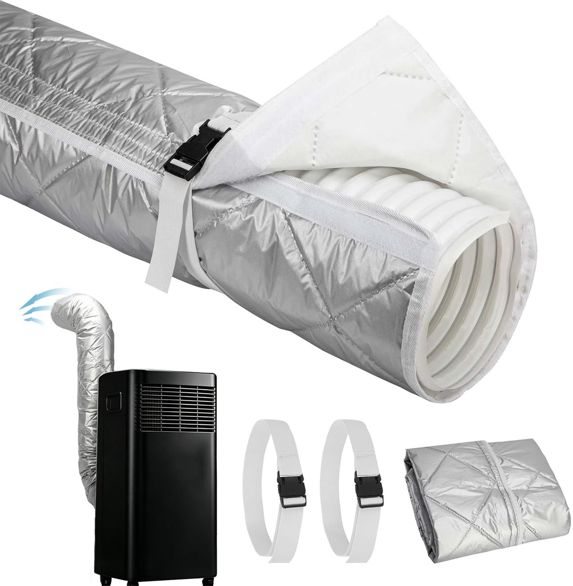 Slangafdekking voor airconditioning, 150 x 50 cm, isolatieslang, hittebescherming, afvoerslang, mantel voor draagbare - ShopVlot