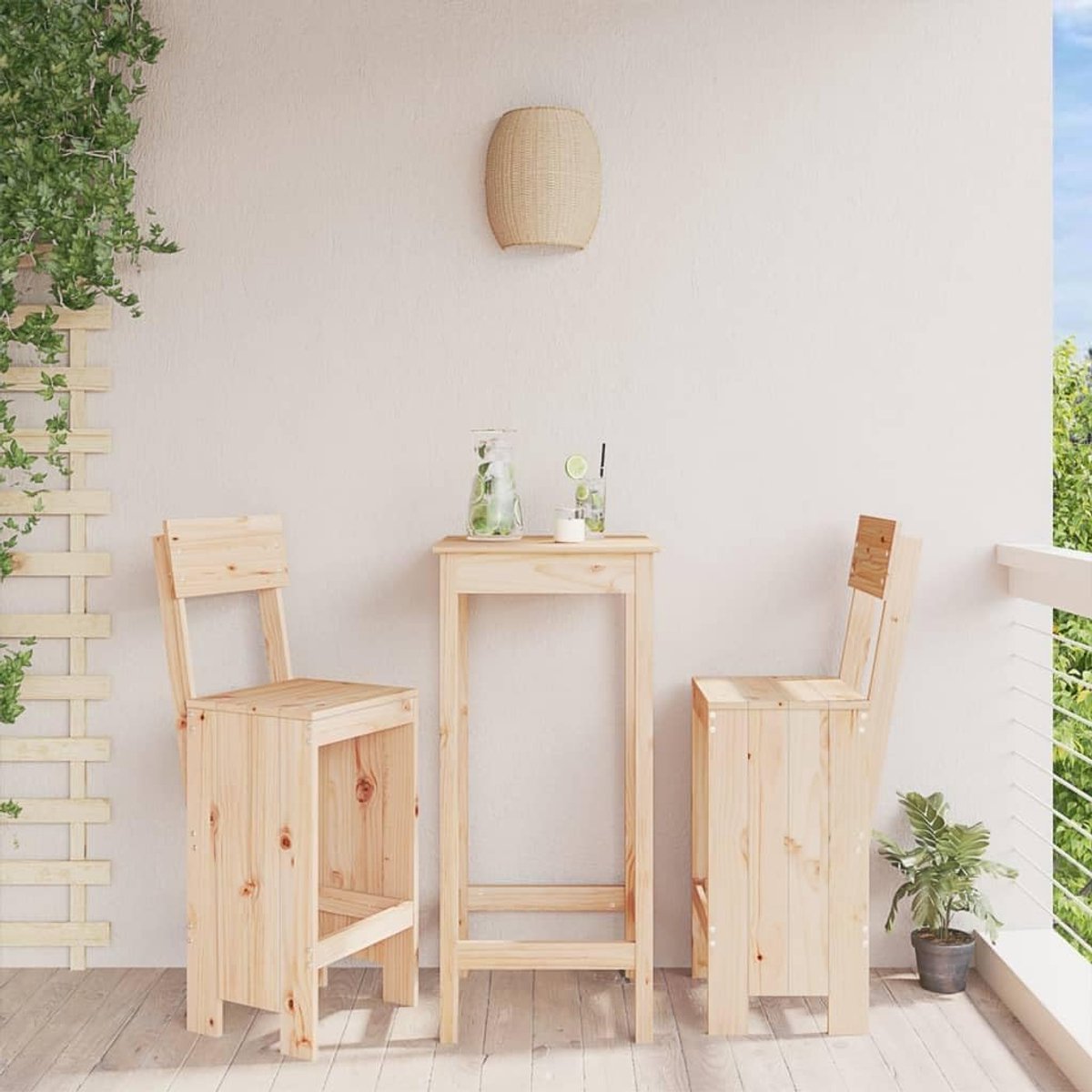 Barkrukken met rugleuning 2 stuks, massief grenenhout, 40 x 48,5 x 115,5 cm, zithoogte 75 cm, rustieke eetkamer- en terrasstoelen, maximale belasting 110 kg