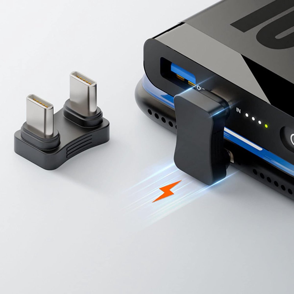 USB C U-vormige Adapter - 180 Graden USB C Adapter - 65W Snelladen - Geschikt voor Mobiele Apparaten - ShopVlot