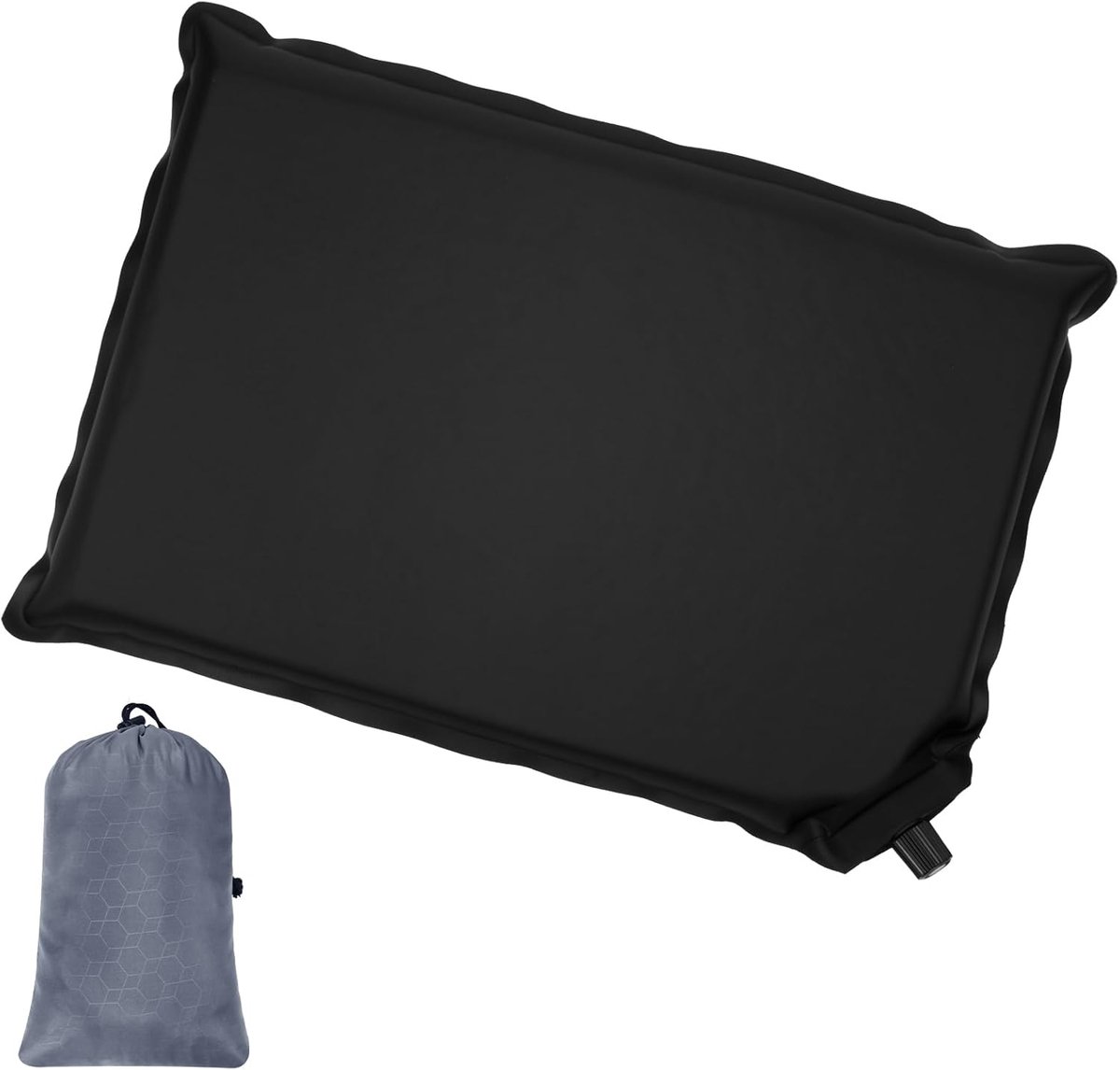 SnelShoppen - Opblaasbare Zitkussen Vouwbaar Outdoor Camping Kussen met Draagtas Ultralicht Waterdicht Zelfopblazend voor Hiking Picnic Strand Zwart-A