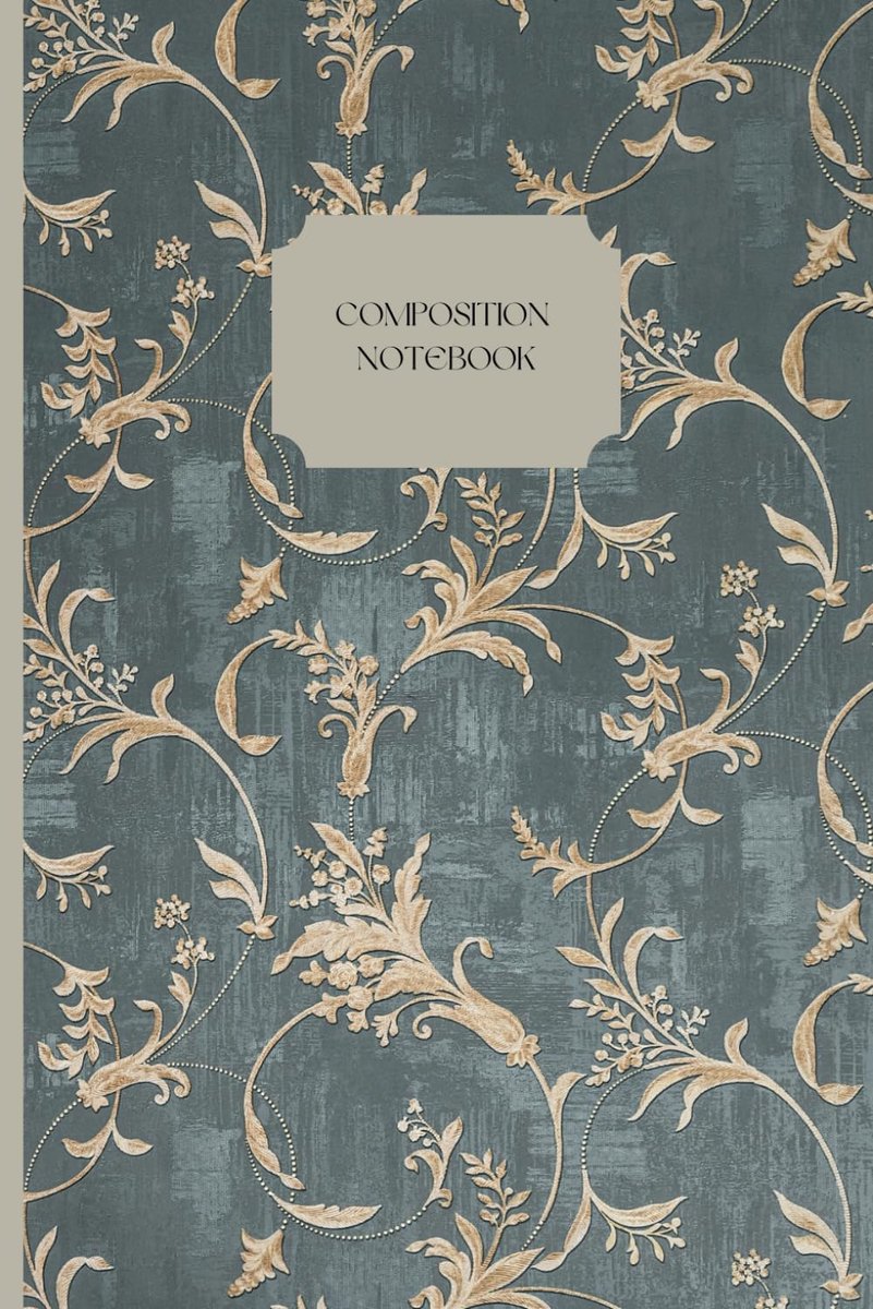 Vintage Floral Grey & Beige Composition Notebook: 120 lined pages - ShopVlot