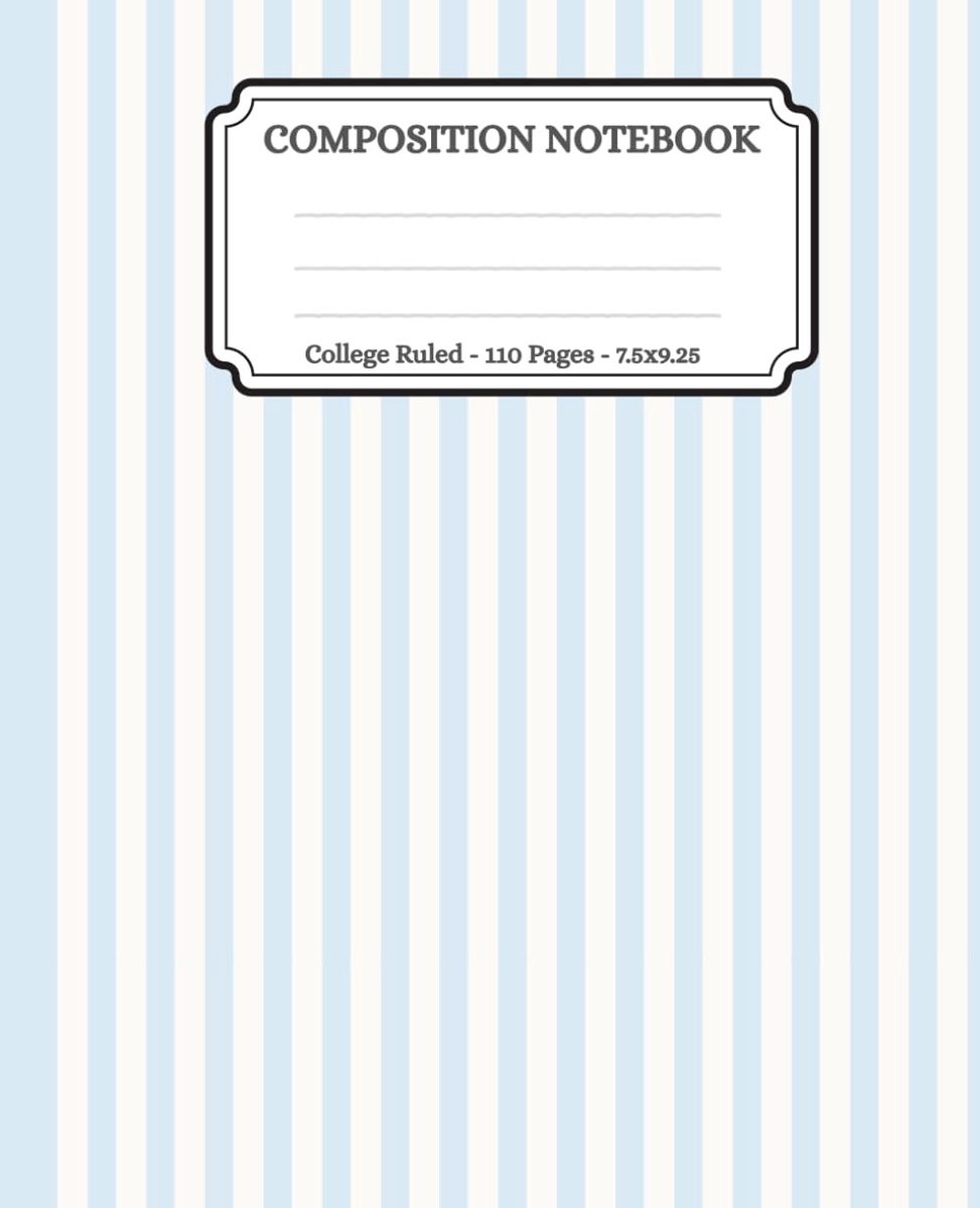 Baby Blue Striped Composition Notebook: Aesthetic Light Blue And White Stripe Journal, 110 College Ruled Lined Pages - ShopVlot