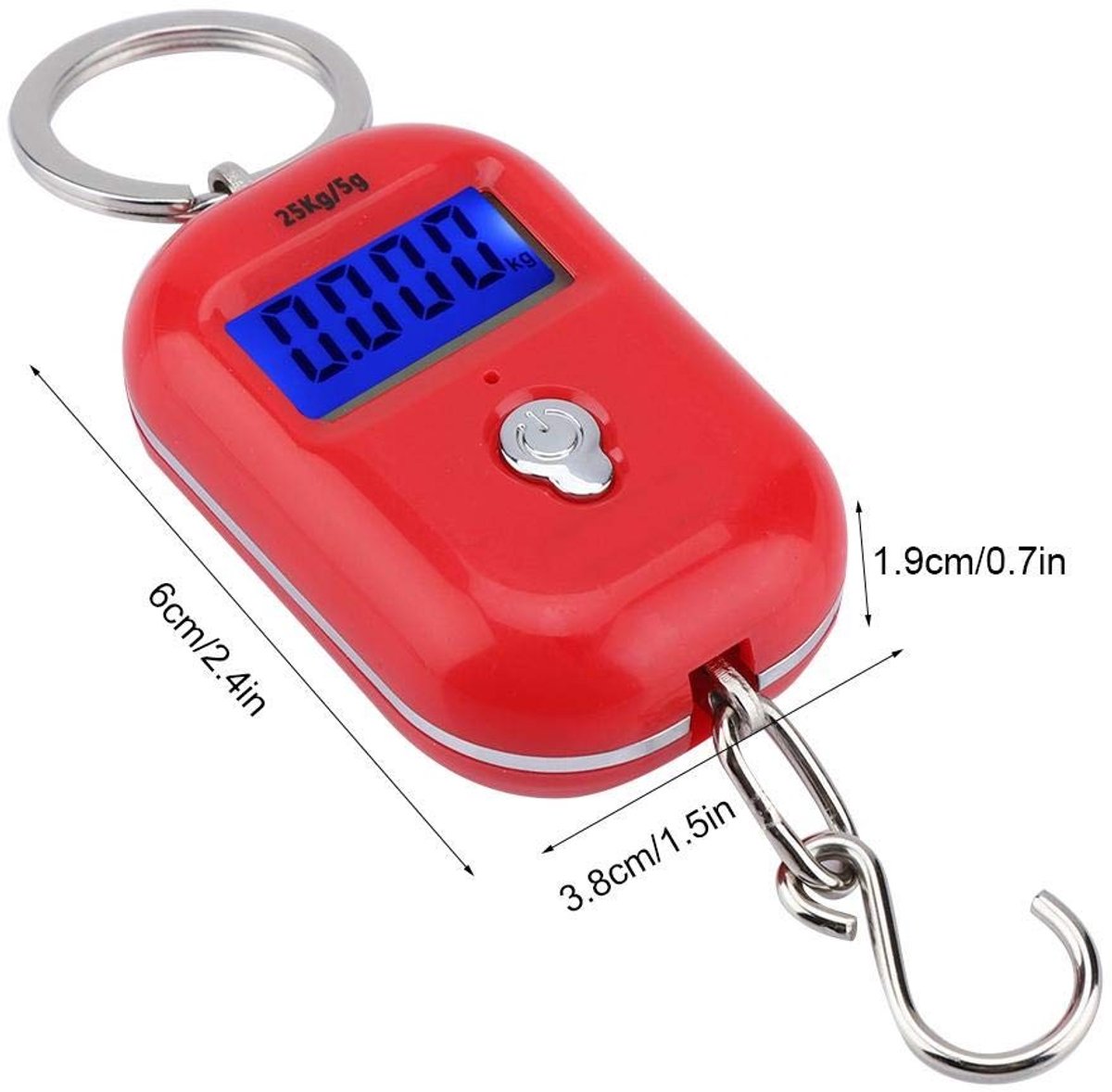 Digitale Weegschaal voor Keuken en Reis, Draagbare Mini Pocket Weegschaal tot 25kg, Nauwkeurige Gewichtmeting met Haak en Display