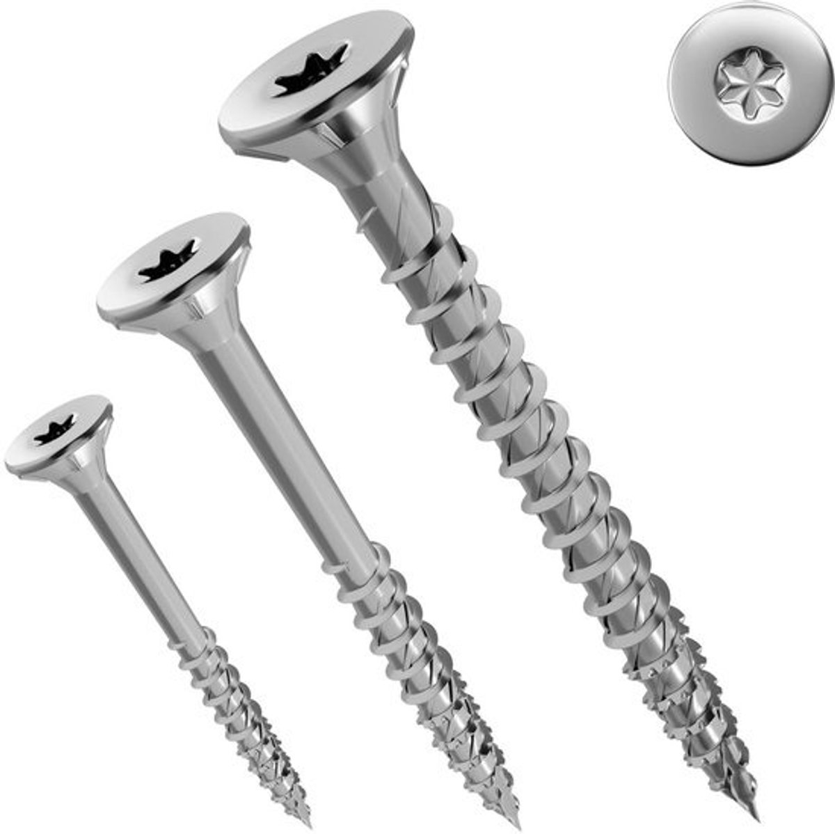 Houtschroeven - Verzinkte spaanplaatschroeven - Voor houtbewerking - Voor binnengebruik - Zelfborende schroeven - Met deeldraad - 5 x 70 mm - 100 stuks - Zilverkleurig