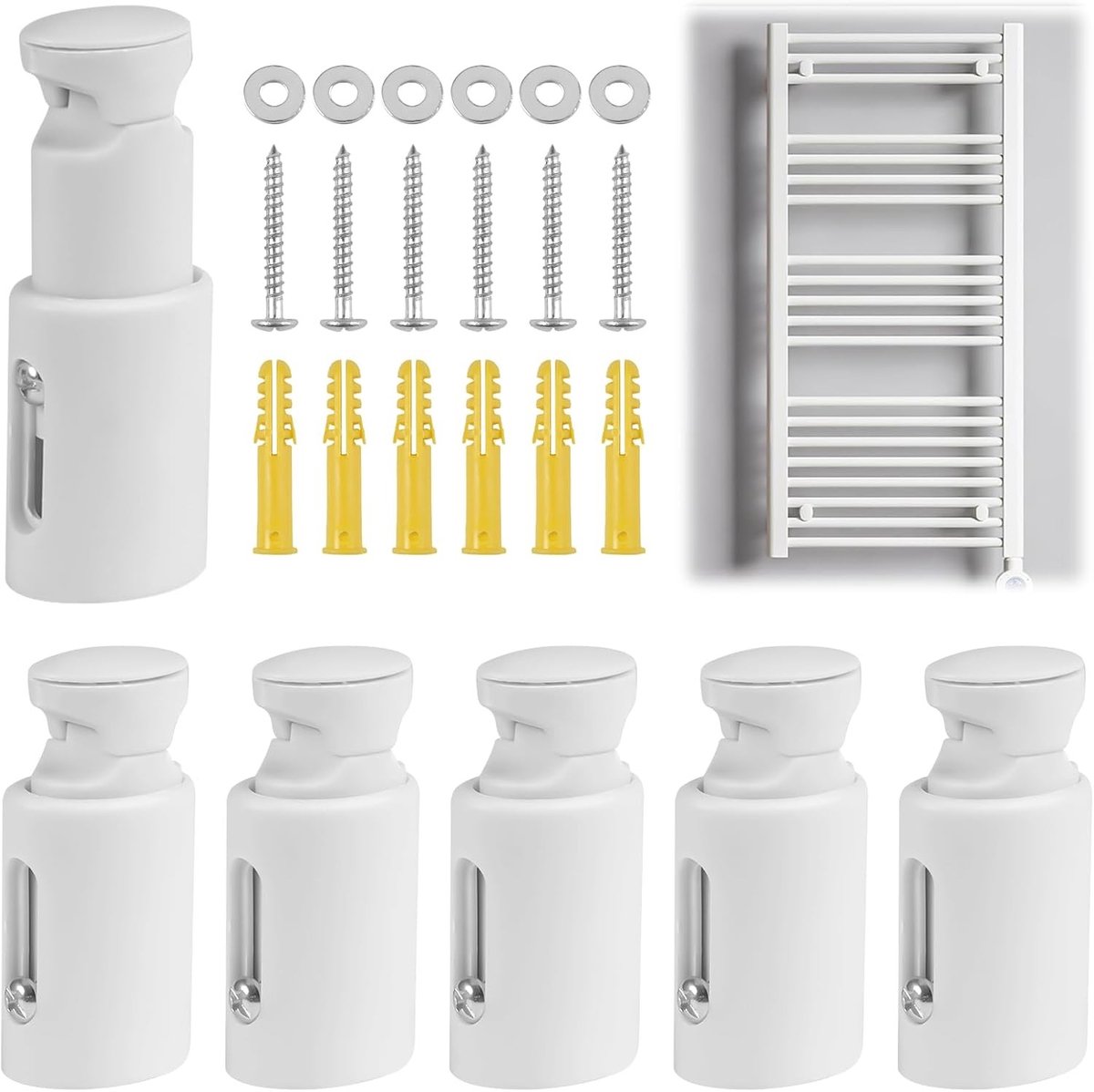 Verstelbare Radiator Houder Set van 6 Stuks voor Badkamer, Geschikt voor Diverse Radiatoren en Makkelijk te Installeren