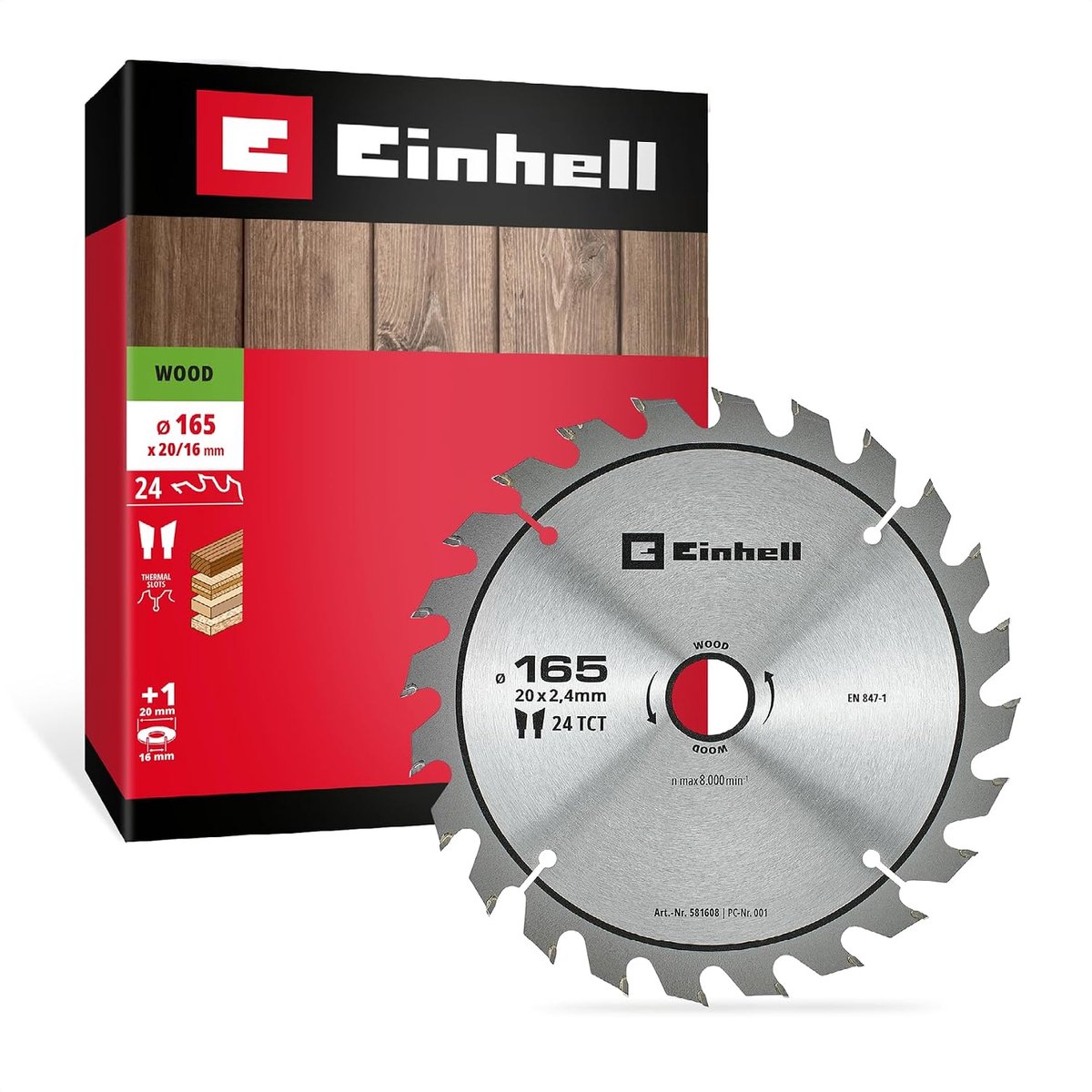 Einhell cirkelzaagblad, hout, Ø 165 x 20 mm, 24 tanden