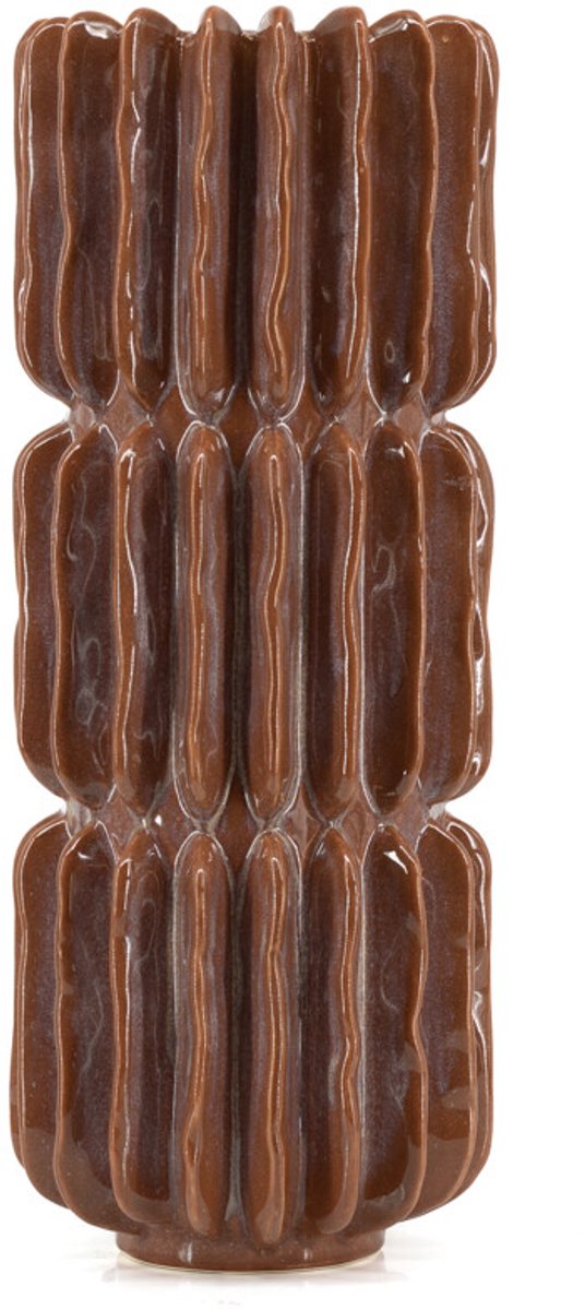Aardewerk vaas Pillar bruin