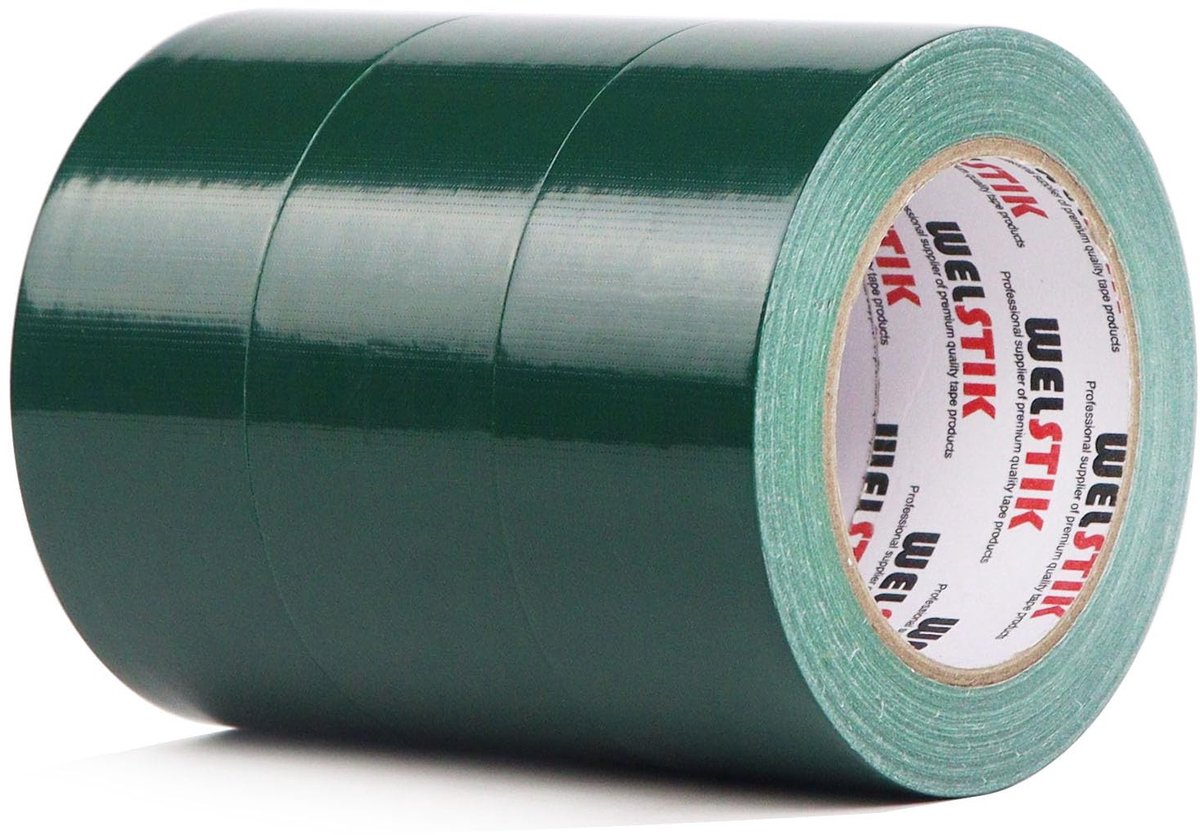 Professionele Duct Tape 3 Pack 48mm x 27m Waterdichte Tape voor Reparaties, DIY, Creatief Werk, Binnen en Buiten, Donkergroen