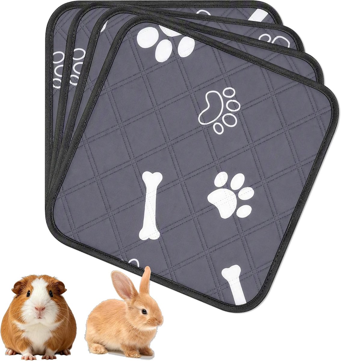 4 stuks wasbare hondenmatten, 30 x 30 cm, herbruikbaar, absorberende trainingsmat, voor katten, honden, hamsters - ShopVlot