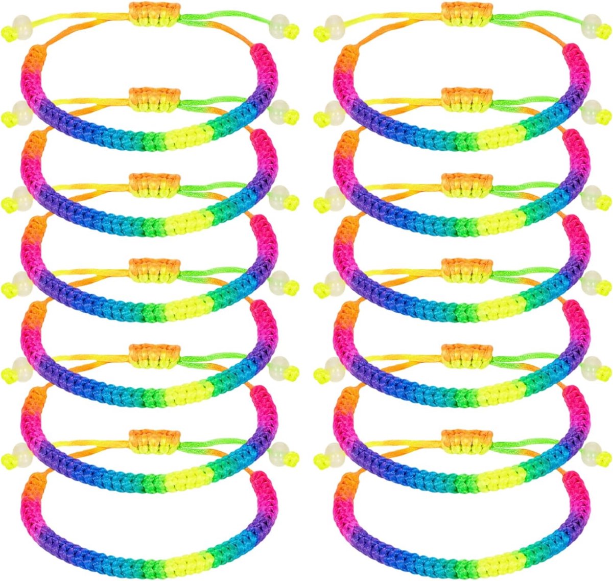 12 stuks kleurrijke touwarmbanden, regenboogarmbanden, handgemaakte vriendschapsarmbanden, geluksarmbanden, dames - ShopVlot