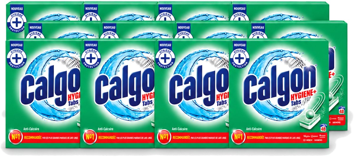 12 x Calgon - Wasmachinereiniger - Tegen Kalkaanslag - 48 Tabletten - Voordeelverpakking - 12 stuks