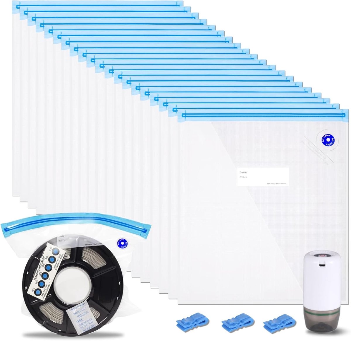 Vacuum Zak Set van 20 Stuks voor Stof- en Vochtbescherming, Ideaal voor Opslag en Organisatie