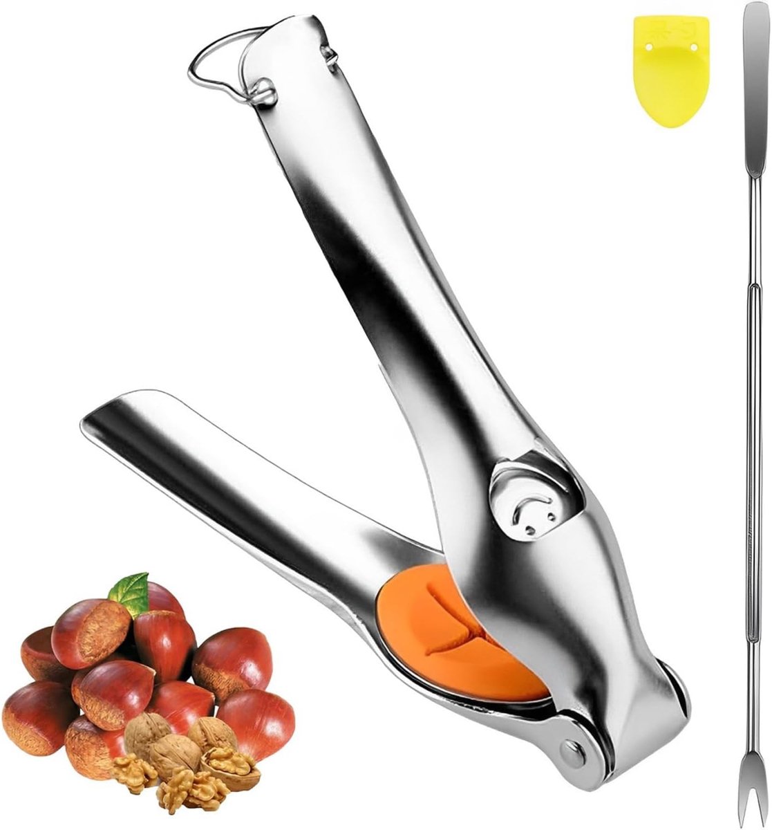 Kastanjetang RVS - Multifunctionele Kastanjetang - Snelle Clip - Eenvoudig Schalen van Kastanjes - ShopVlot