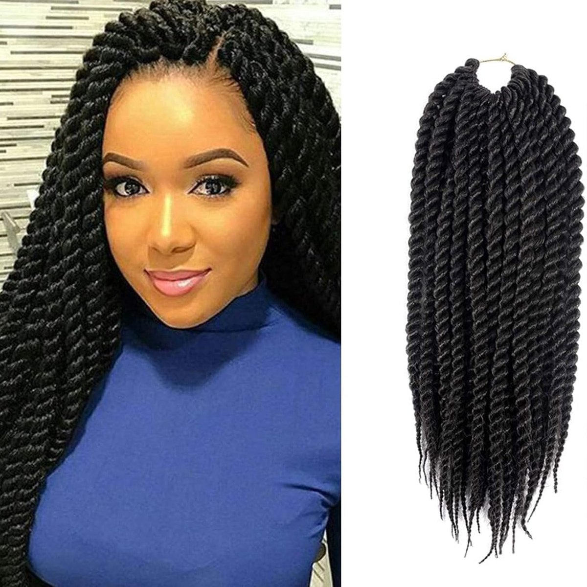 Havana Twist Hair Hook, Mambo Twist, Senegalese Crochet Braids, 12 Roots / Set, 6 Packs - ShopVlot