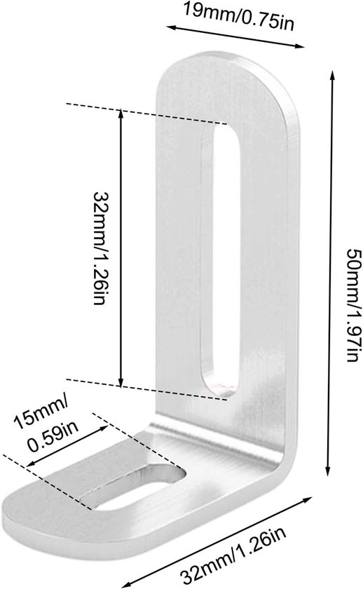 20 Stuks Verstelbare L-vormige Hoekverbinders van RVS, 30 x 50 x 19 mm, Perfect voor Houten Meubels, 90 Graden Hoekverbinding, Duurzame Hoeksteunen en Montageaccessoires — afbeelding 2