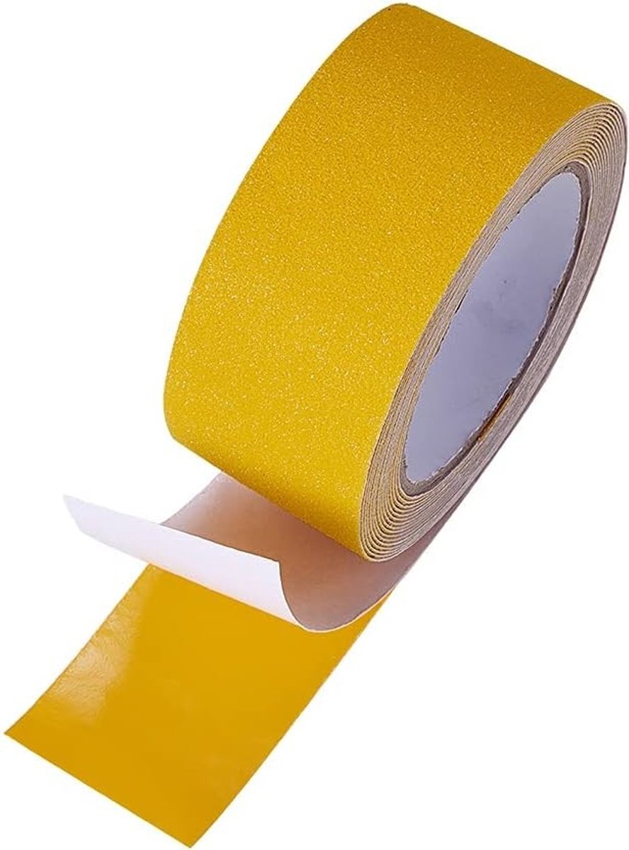 Veiligheidsanti-slip tape 50mm x 5m voor binnen en buiten, sterke grip voor trappen en looproutes, geel
