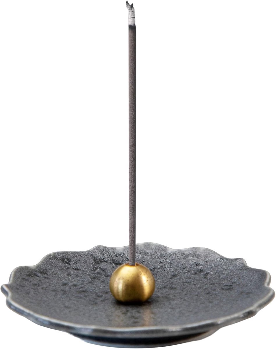 Asayu Japan incense holder - Gold dotted "Kikyo" flower shape - ShopVlot